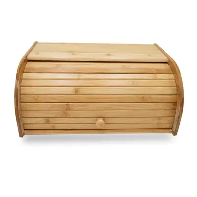 Factory Direct Custom Eco-Friendly Tableware Roll-up Door Food Storage Container Bamboo Bread Box for Home Kitchen