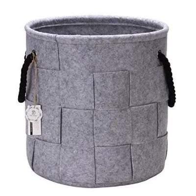 13.4 Inches Felt Laundry Basket, Cross Pattern Felt Storage Basket Nursery Storage Bin Toys