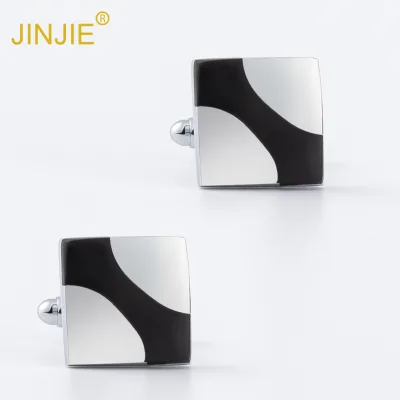 Wholesale Classic Cheap Square Metal Cufflinks Brass Material Black Enamel Cuff Links for Men Shirt