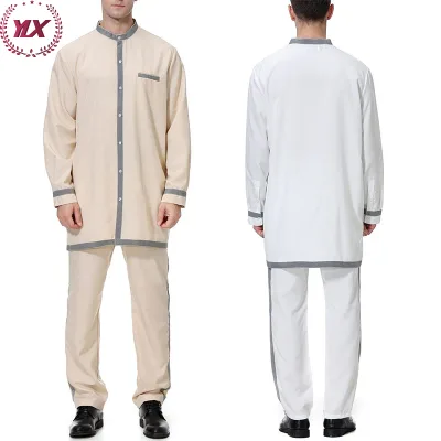 2025 Muslim Men's Clothing High Quality  Long Sleeve Thobe  Morocco Men's Robe