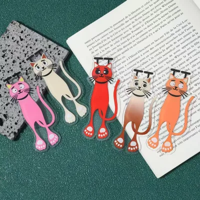 Creative New Cat Pattern Design Cartoon Bookmark Colorful Transparent Student Back-to-School Essential