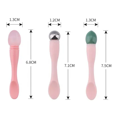 Custom Logo Makeup Spoon Silicone Jade Metal Eye Face Cream Spoon Silicone Cosmetic Spatula