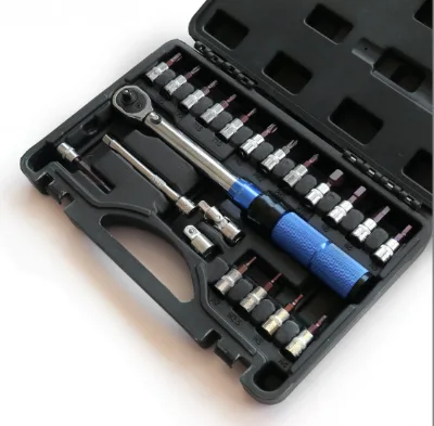 21PCS 1/4 Preset Torque Wrench Set Torque 5-25NM Bicycle Torque Tool