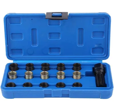 16Pcs Spark Plug Thread Repair Tools Kit 14mm X 1.25 Plug Tap M16 Tap W/Rethreading Set