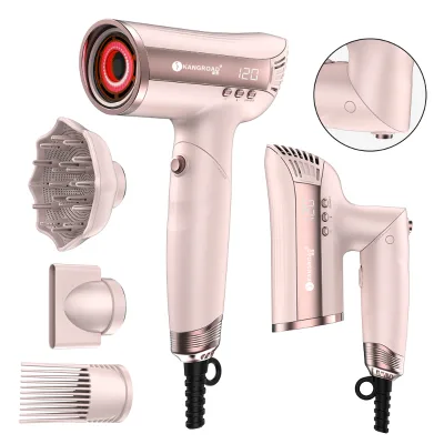 Custom Logo AI Smart LED Screen Dual Voltage Styler Tool Plasma Ionic Energy Saving Universal Folding BLDC Motor Hair Blow Dryer