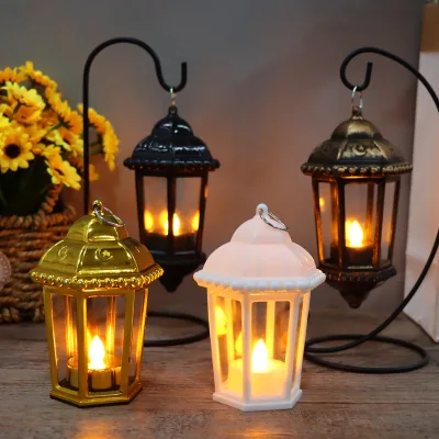 Plastic Decorative Candle Lantern Decorative Ornaments Flame Lamp Hanging Ramadan Lantern