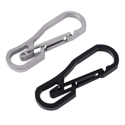 Free Shipping Brandexpand Silver/Black EDC Keychain Carabiner Stainless Steel Quick Release Anti-lost Outdoor Climbing