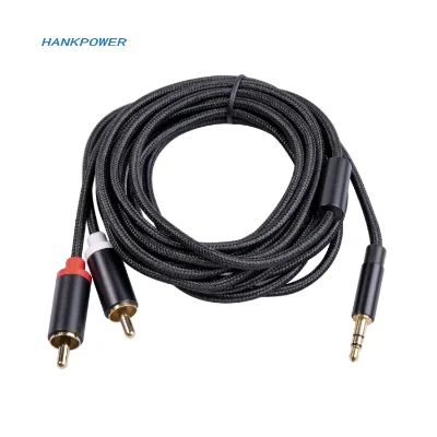 3.5mm Aux to RCA Male Cable HiFi Sound Headphone Jack Adapter Y Splitter Auxiliary Cord for Phone Speaker MP3 Tablet HDTV