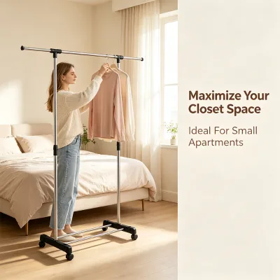 Kleiner Waschestander Retractable Metal Floor Indoor Clothes Display Rack for Hanging Clothes