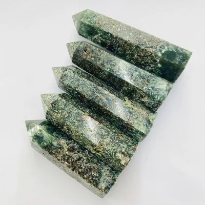 Natural Polished Seraphinite Tower Crystal Tower for Healing Wand