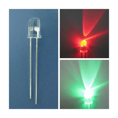 Non-polar Dual Color LED 2pins 5mm 2 Color Water Clear Foggy LED Red and Green with Diameter 5mm Round Bi-color Dual Color LEDs