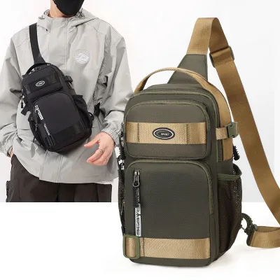 Foreign Trade New Men's Chest Bag Single-Shoulder Backpack Crossbody Bag Large-Capacity Zipper Closure Durable Daily Chest Bag