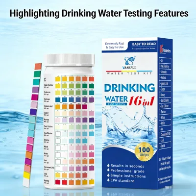 16-in-1 Multi-Parameter Water for Kit with Heavy Metal Hardness Strips for Fast Home Tap/Well/Aquarium Water Quality Monitoring