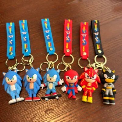 Cartoon Sonic Mouse Keychain Pendant Small Plastic PVC Gift with Zinc Alloy Metal for Car Decorations