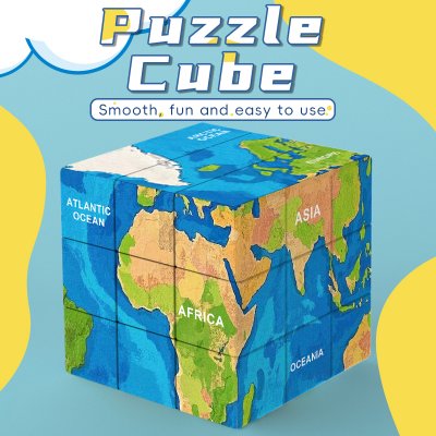 Lovely puzzle cube smoothly speed anti-stress cube custom 5.6cm  World map colorful design UV painting arts right angle cube