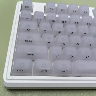 In Stock Wholesale Jellyfish White KeyCaps MDA Height Full Set 119 Keys PC Material Side-Printed Characters Translucent Keycaps