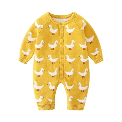 Wholesale High-End 0-3 Month Baby Clothing Long Sleeve Cotton Knit Sweater Bodysuit Romper Solid Summer Winter Minimum Order 3