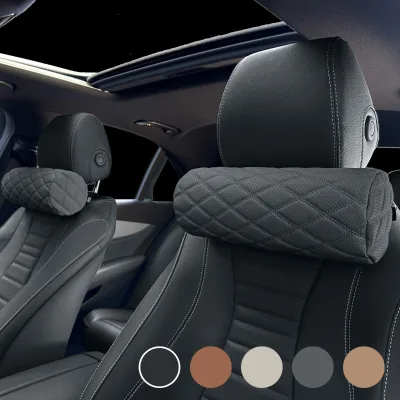 Car Neck Cushion Leather Memory Foam Neck Pillow Beige Leather Memory Foam air Cushion for Carscotton One