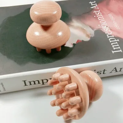 HY Gua Sha Set Mushroom Wood Massager Scalp Stress Relax, Manual Scalp Massager Head Scratcher for Headache, Relaxing Gifts
