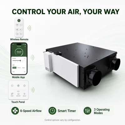 Energy Saving DC Inverter Heat Recovery Ventilator with Variable Speed Motor and Intelligent Airflow Control