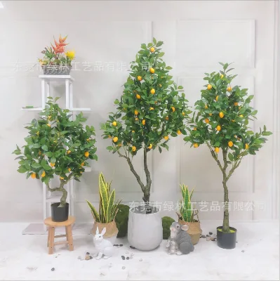 Supermarket Hotel Decor Artificial Lemon Bonsai Plant Plastic Potted Plant