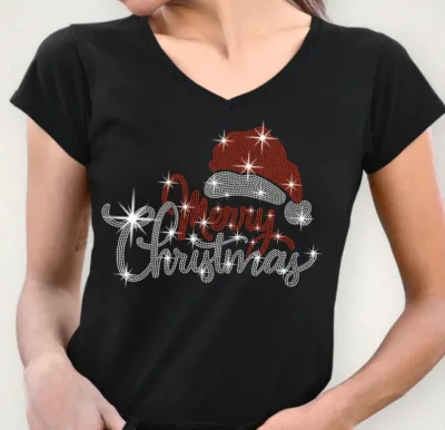 Luxury Topaz Dongguan Factory Wholesale Heat Rhinestone Transfers Large Christmas logo Heat Press Crystal Transfer