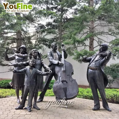 Modern Outdoor Musician Family Bronze Figure Group Statue