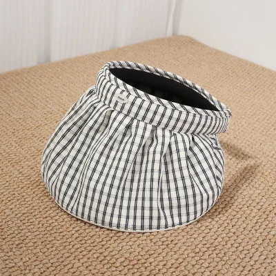 Headband Open Top Hat Double Layer Sun Protection Wide Brim Sun Hat Plaid Fresh Style Summer Open Top