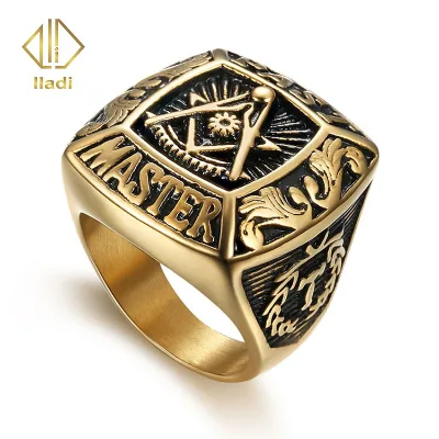 European and American Religious Ornaments Wholesale Masonic Ag logo square Ring 316 L Stainless Steel Ring