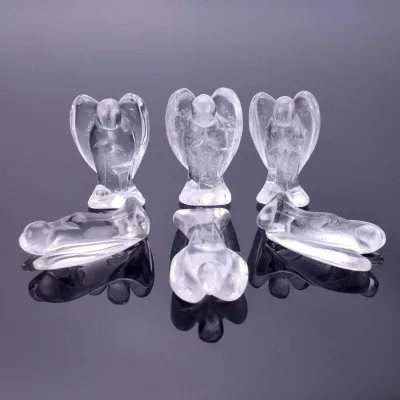 Super Natural Realistic Gemstone Carving Handmade Clear Crystal Angel