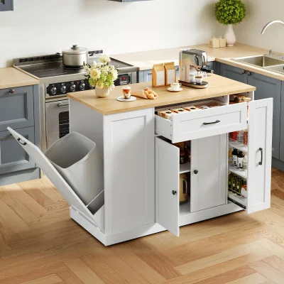 Hot-selling MDF Flat-panel Modern Island Cart for Cross-border E-commerce on Amazonkitchen Storage Unit Wheels Fully Mobile