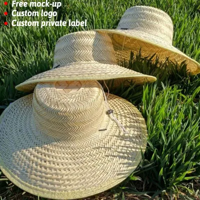 Bamboo Weave Striped Hand Drawn Summer Outdoor Beach Travel Fishing Sports Sun Protection Wide Brim Casual Unisex Panama Straw