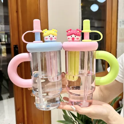2025 New High-Value Large-Capacity PC Ice Tea Cup Straw Tea Infuser Modern Minimalist Design High-Temperature Resistant Office