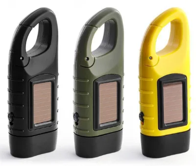 Portable Outdoor Solar Hand Crank Flashlight Rechargeable Hiking LED Emergency Camping Lights for Ride on Car Repairing Hiking