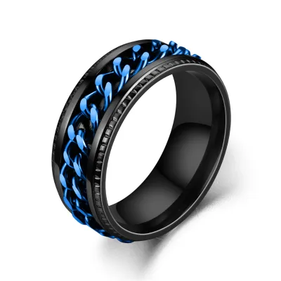 Hot Sale Star Moon Stainless Steel Can Be Rotatable Ring Male Fashion Stainless Steel Couple Ring