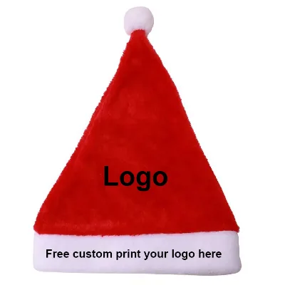 Custom Printed Cotton Christmas Hats with Free Hanging Tags & Logo Printing for Party Use
