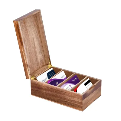 Elegant Wooden Business Card Holder Handmade Desk Organizer with Lid Wooden Business Card Box with Lid