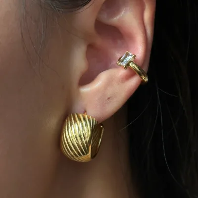 Chunky Gold Textured Earrings for Women Trendy Minimalist Large Chunky Studs Fashion Jewelry
