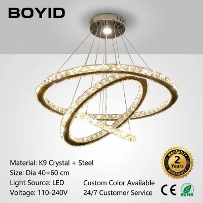 Boyid Modern Crystal Light Chandelier Hanging Home Luxury Aluminum Material Middle Size LED Gold Voice & Remote Control