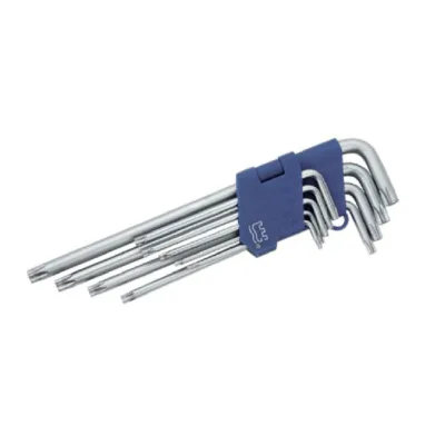9pcs Satin-finished Long Arm Allen Key Set with Torx End