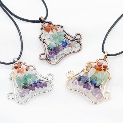 Wholesale Silver Chakra Yoga Meditation Pendant Necklace with Natural Stone and Pearl Real Buddha Healing Crystal Jewelry