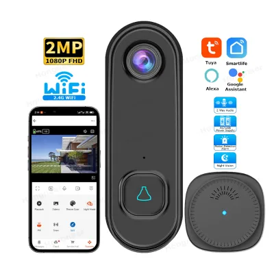 Tuya Smart Video Doorbell 90° WiFi Security Camera Two Way Audio Infrared Night Vision