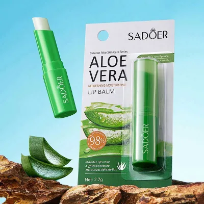 SADOER Skin Care Product Lip Balm Moisturizer Hydrating Bright Lip Anti Dry Cracking Organic Aloe Vera Lip Balm