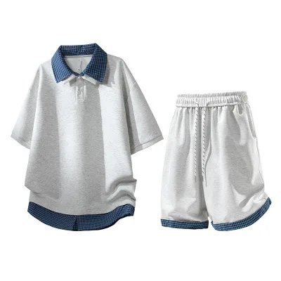 Summer New Sports Suit Men's Trendy Loose Short Sleeved Polo Shirt Casual Two-piece Set