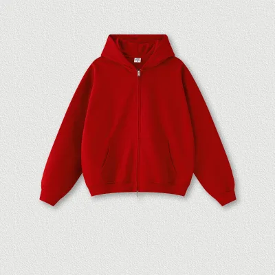 Unisex Autumn Fashion Brand Solid Color Zipper Fleece Oversized Hooded Sweatshirt Jacket Teenagers Casual Sports Eco-Friendly
