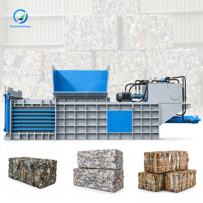 OCEAN 100 Ton Rubber Stalk Hay Hydraulic Bale Press Horizontal Cotton Occ Cardboard Baler Machine