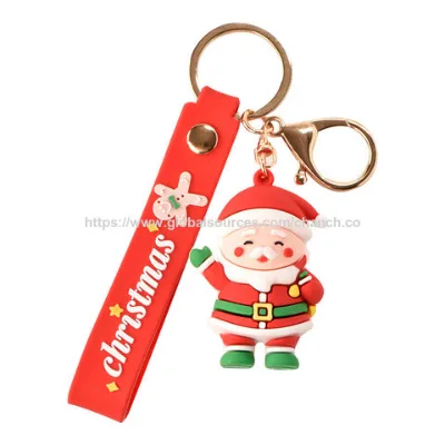 Cartoon christmas Santa Claus keychains plastic keychain bag decoration XMAS ornaments accessories