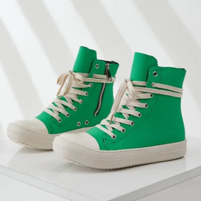 High Top Casual Sneakers PU Upper EVA Midsole Rubber Outsole Lace up Street Walking Shoes for Women Daily All Season Wear