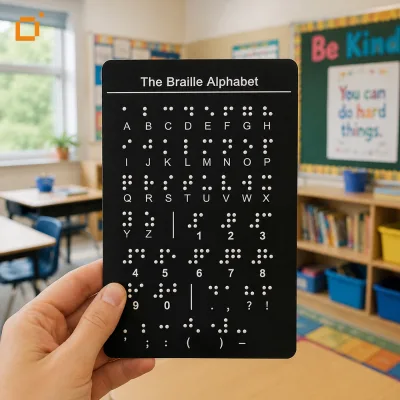 Durable Braille Alphabet Sign Blind Friendly ADA Standard Tactile Sign Plate for Public Area Educational Institution