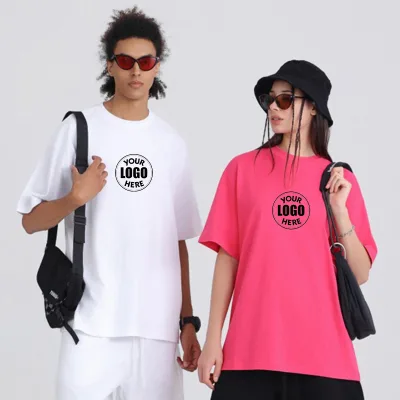 Custom DTG Screen Print Men's Blank T Shirt 100% Cotton Streetwear Short Sleeve Tshirts Unisex Loose Fit Casual Basic Tee Shirts
